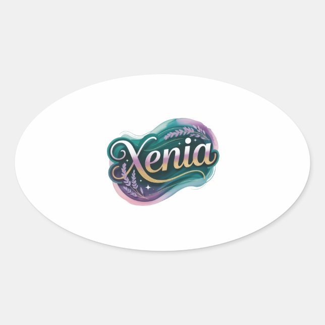 Xenia-Name Ovaler Aufkleber (Vorderseite)
