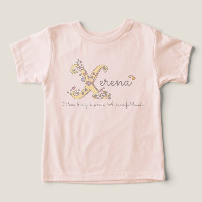 Xerena Girls Name bedeutet X-Monogramm Babykleid (Design Vorderseite)
