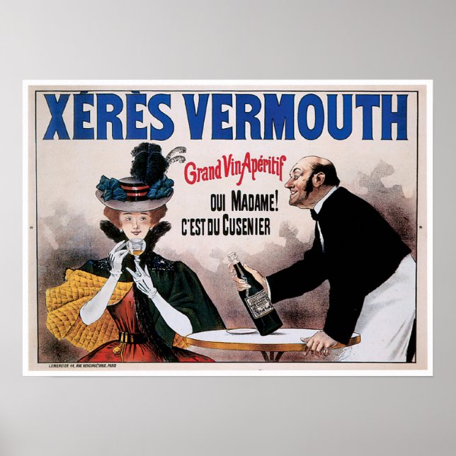 Xeres Vermouth Vintag Wine Drink und Kunst Poster (Vorne)
