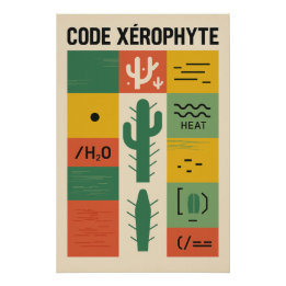XEROPHYTE-CODE — Kaktus-Alphabet Poster