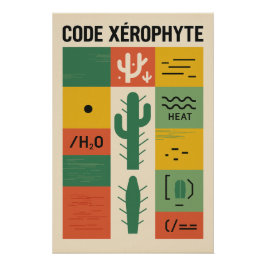 XEROPHYTE-CODE — Kaktus-Alphabet Poster