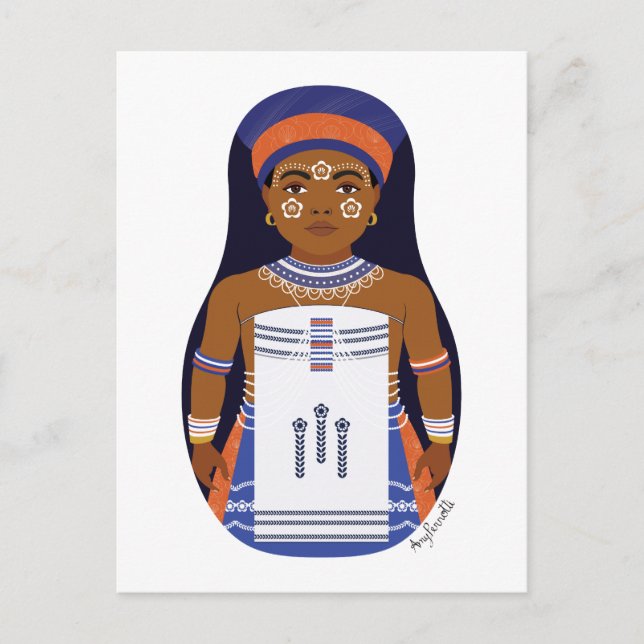 Xhosa, Südafrikanische Matryoshka Postcard Postkarte (Vorderseite)