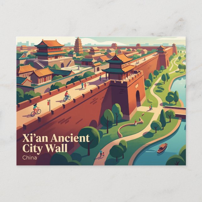 Xi'an Alte Stadtmauer China Postkarte (Vorderseite)