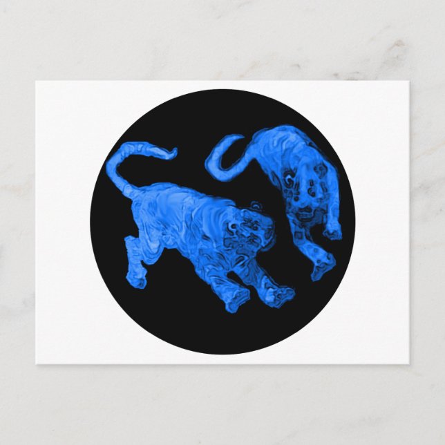 Xian China 2002 Blue Ghost Tigers Black Circle Tra Postkarte (Vorderseite)