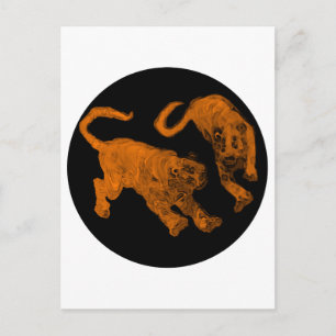 Xian China 2002 Brown Ghost Tigers Black Circle Tr Postkarte