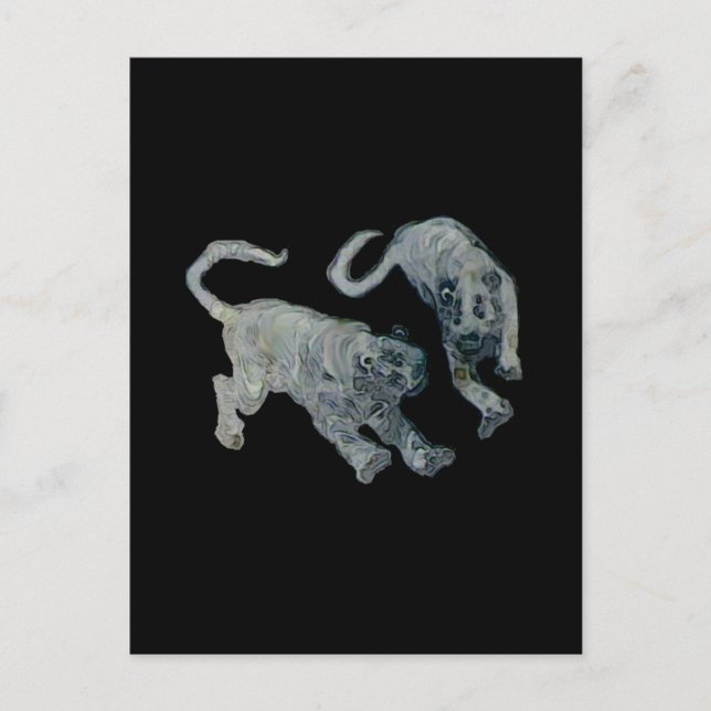 Xian China 2002 Ghost Tigers Black Square Tran Postkarte (Vorderseite)