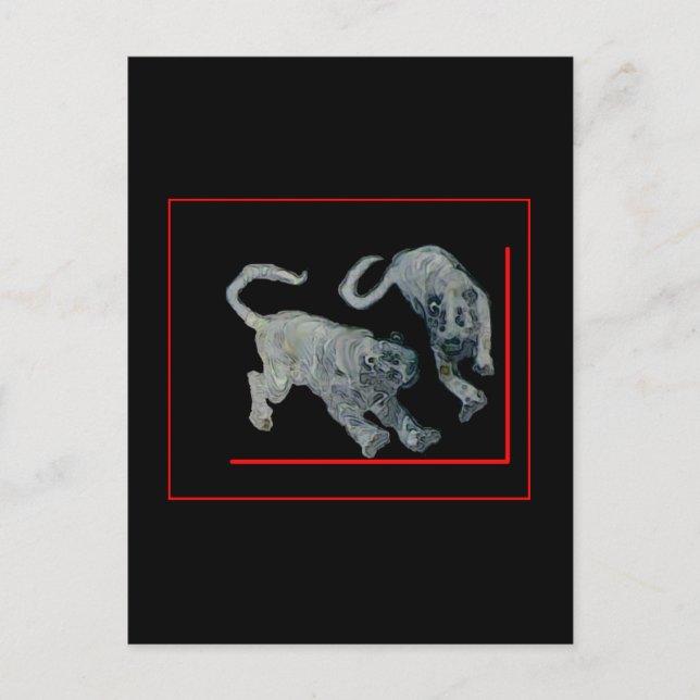 Xian China 2002 Ghost Tigers Red Boarder Gibney Postkarte (Vorderseite)