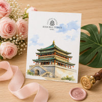 Xi'an Glockenturm China, Aquarell-Reiseandenken