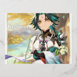 XIAO GENSHIN-AUSWIRKUNG FOLIEN FEIERTAGSPOSTKARTE