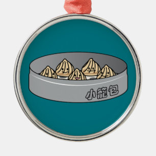 Xiaolongbao chinesisches Suppen-Mehlkloß-Dim Silbernes Ornament