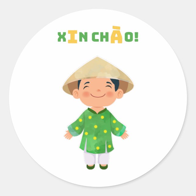XIN CHÀO! Vietnam-Aufkleber Runder Aufkleber (Vorderseite)