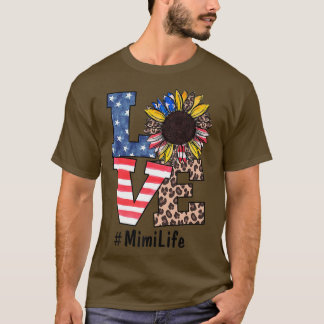 XkPL Leopard Sonnenblumen Liebe Mimi Life USA Prid T-Shirt