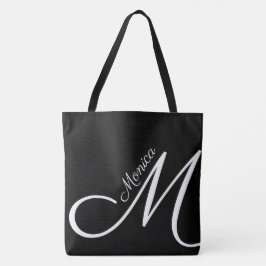 XL BAG - MONOGRAM + NAME - Schwarze moderne Tasche