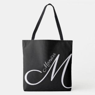 XL BAG - MONOGRAM + NAME - Schwarze moderne Tasche