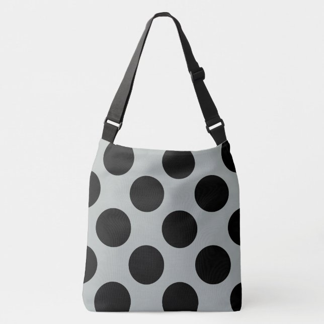 XL Polka Dots Black Storm Gray modisch Tragetaschen Mit Langen Trägern (Vorderseite)
