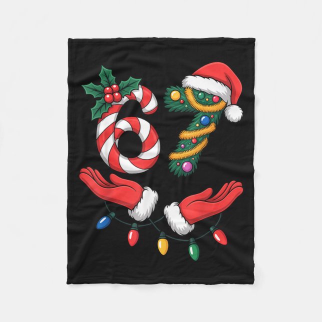 Xmas 67 Hands Gesture Candy Canes Santa Holiday Ki Fleecedecke (Vorderseite)
