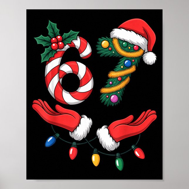 Xmas 67 Hands Gesture Candy Canes Santa Holiday Ki Poster (Vorne)