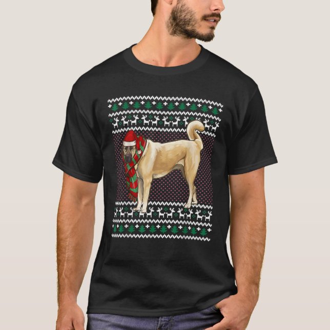 Xmas Anatolian Shepherd Dog Santa Hat Ugly Christm T-Shirt (Vorderseite)