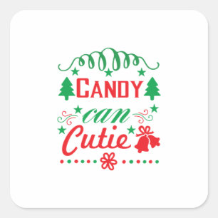 Xmas Art Candy Can Süsse Quadratischer Aufkleber