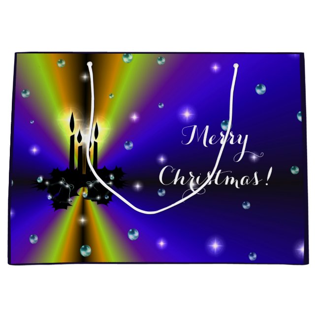 Xmas Artdeco Lila Gelber Regenbogen Große Geschenktüte (Vorderseite)