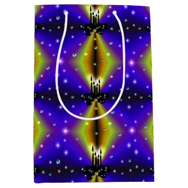 Xmas Artdeco Lila Gelber Regenbogen Mittlere Geschenktüte (Vorderseite)