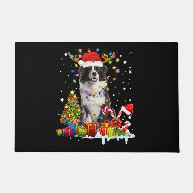 Xmas Australian Shepherd Christmas Lights Santa Re Fußmatte (Vorderseite)