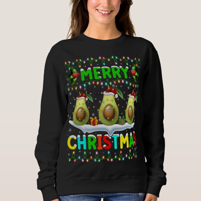 Xmas Avocado Lighting Weihnachtsmannmütze Frohe We Sweatshirt (Vorderseite)
