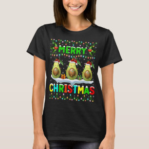 Xmas Avocado Lighting Weihnachtsmannmütze Frohe We T-Shirt