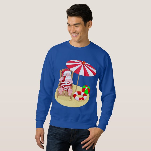 xmas beach santa claus mens sweatshirt (Vorne ganz)