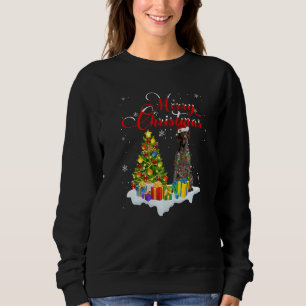 Xmas-Beleuchtung Santa Deutsch Drahthaar Hund Sweatshirt