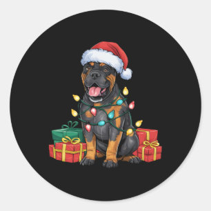 Xmas-Beleuchtung-Santa-Hut Cane Corso Hund Weihnac Runder Aufkleber