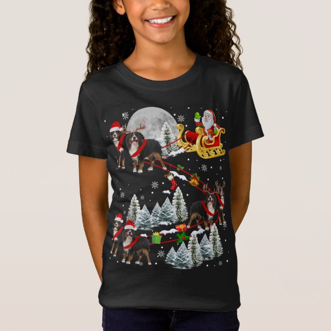 Xmas Bernese Mountain Sledge Christmas Sledge Sant T-Shirt (Vorderseite)