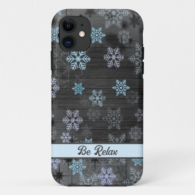 Xmas blaue Schneeflocken iPhone Case (Rückseite)