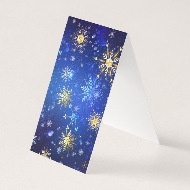 XMAS Blue Background mit goldenen Schneeflocken (Rückseite)
