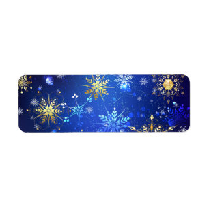 XMAS Blue Background mit goldenen Schneeflocken