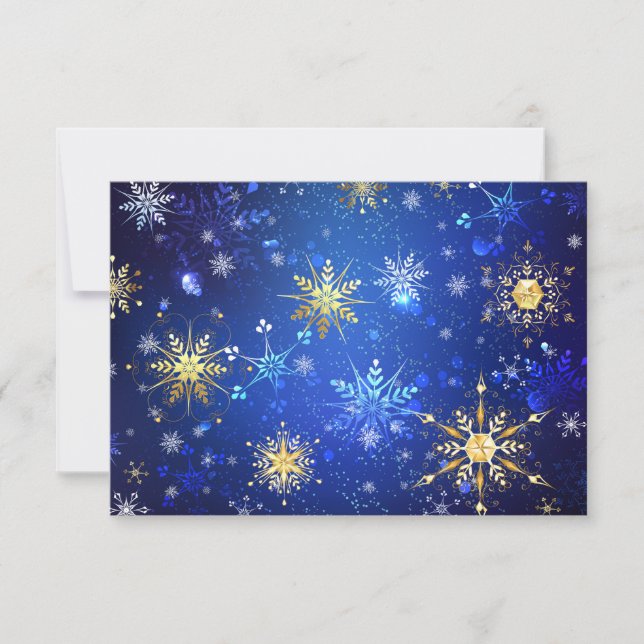 XMAS Blue Background mit goldenen Schneeflocken (Vorderseite)