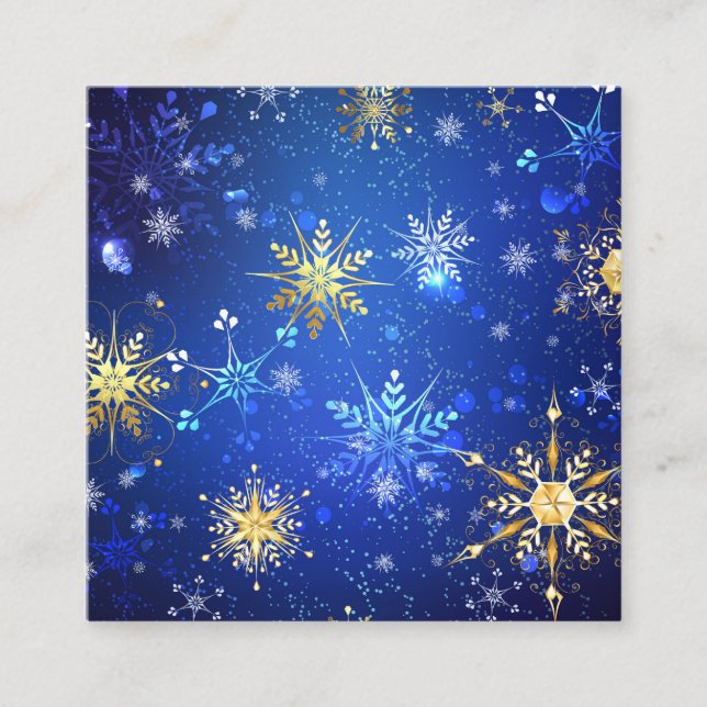 XMAS Blue Background mit goldenen Schneeflocken Begleitkarte (Vorderseite)