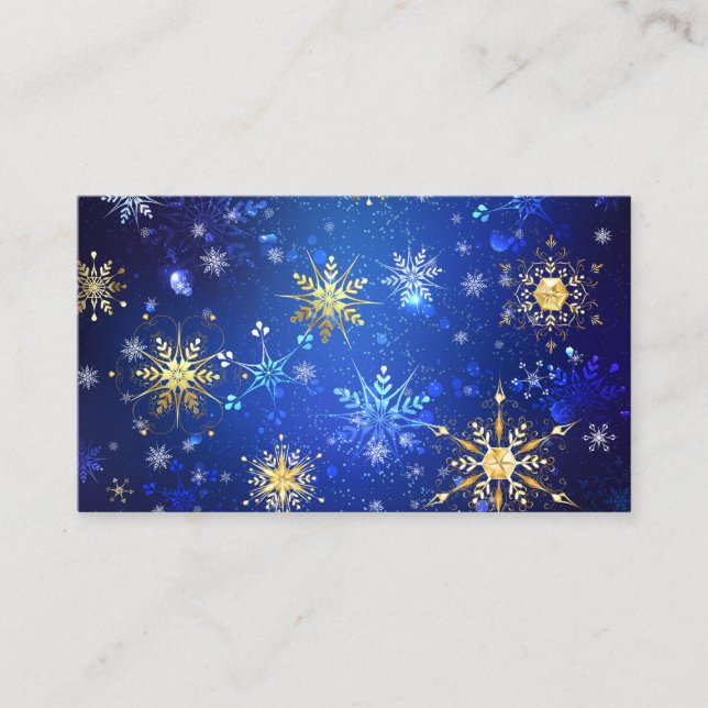 XMAS Blue Background mit goldenen Schneeflocken Begleitkarte (Vorderseite)