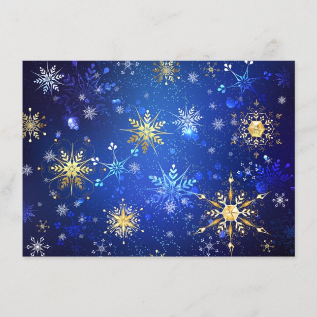 XMAS Blue Background mit goldenen Schneeflocken Begleitkarte (Vorderseite)