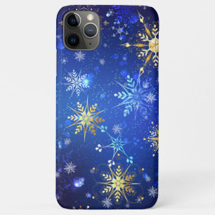 XMAS Blue Background mit goldenen Schneeflocken Case-Mate iPhone Hülle