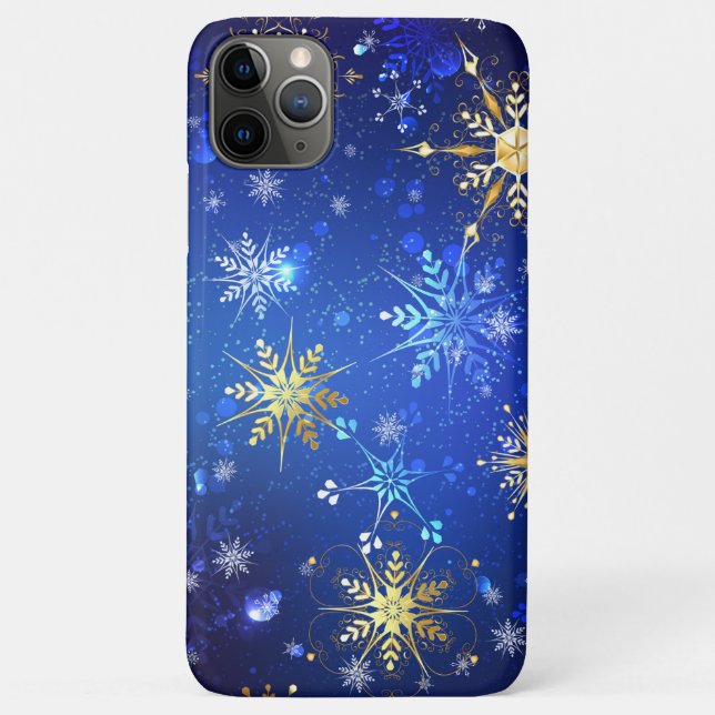 XMAS Blue Background mit goldenen Schneeflocken Case-Mate iPhone Hülle (Rückseite)