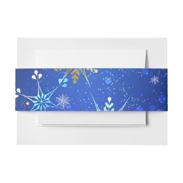 XMAS Blue Background mit goldenen Schneeflocken Einladungsbanderole (Vorderseite Beispiel)