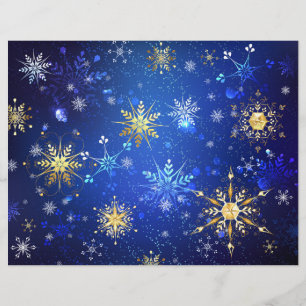 XMAS Blue Background mit goldenen Schneeflocken Flyer