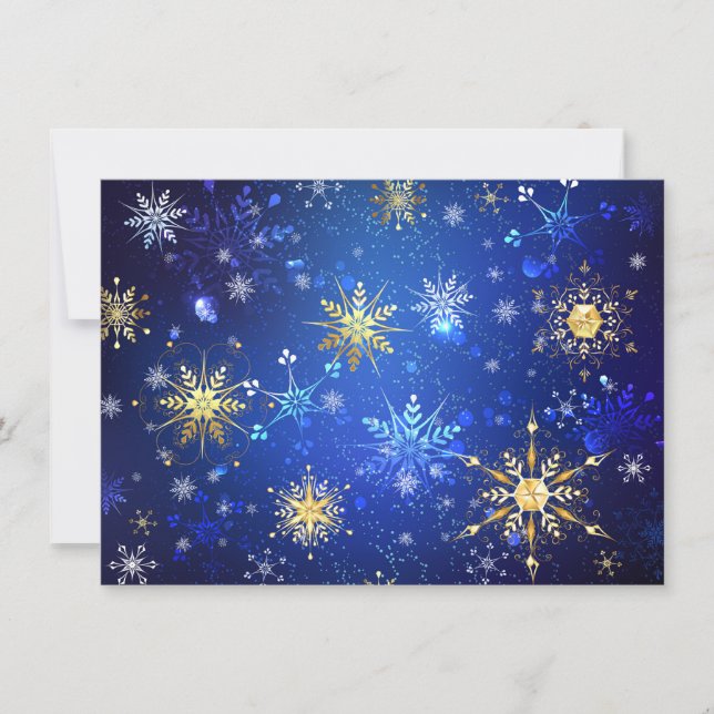 XMAS Blue Background mit goldenen Schneeflocken Karte (Vorderseite)
