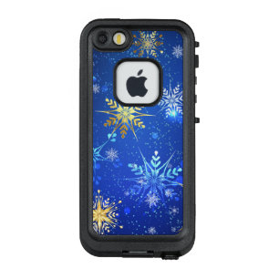 XMAS Blue Background mit goldenen Schneeflocken LifeProof FRÄ’ iPhone SE/5/5s Hülle
