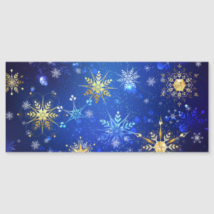 XMAS Blue Background mit goldenen Schneeflocken Magneteinladung