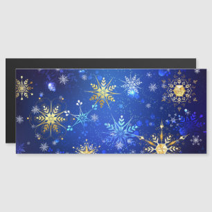 XMAS Blue Background mit goldenen Schneeflocken Magneteinladung