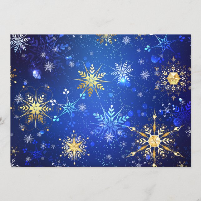 XMAS Blue Background mit goldenen Schneeflocken Programm (Vorderseite)