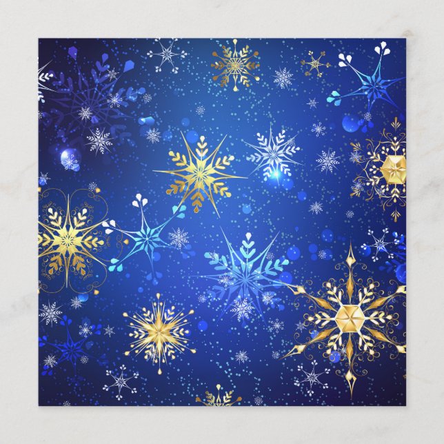 XMAS Blue Background mit goldenen Schneeflocken Programm (Vorderseite)