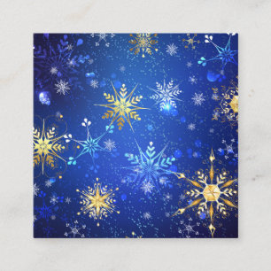 XMAS Blue Background mit goldenen Schneeflocken Quadratische Visitenkarte